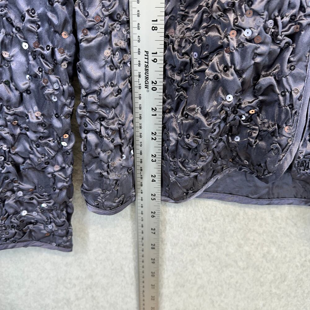 Adressing Jacket Womens Large Gunmetal Gray Sequin Crinkle Embellished Full Zip - Picture 11 of 14